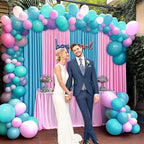 10 x 7 Feet Lake Blue Backdrop Curtain for Partie, Background Curtains for Photoshoot, Birthday, Wedding, Halloween, Thanksgiving, Christmas Day, New Year Party Decorations 5Ft x 7Ft, 2 Panels