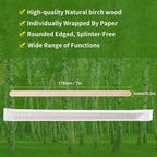 500pcs Individually Wrapped Coffee Stirrers Wood - 7" Coffee Stir Sticks, Round End Disposable coffee stirrer, For Coffee, Cocktail and Hot Drinks