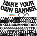 BEISHIDA 116 PCS A-Z Glitter Black DIY Letter Banner Kit Make Your Own Banner，Including 111 Letters and Numbers 3 Rope and 2 Threading Device,Customized for Birthday Graduation Wedding Halloween Party Decor