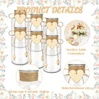 Vintage Glass Vases for Flowers, Set of 6 Mason Jar Vase Table Centerpieces for Farmhouse Room Decor, Wedding, Bridal Shower Bud Vase Set (Medium)