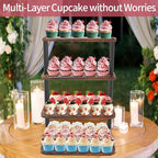 Cupcake Stand, 4 Tier Cupcake Stand for 50 Cupcakes, Wood Cake Stand, Rustic Dessert Table Display Set Tiered Tray Stand, Serving Tray Cake Stands for Party Wedding Birthday