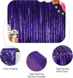 SquarePie Sequin Backdrop Less Transparent Background Sparkly Curtain for Wedding Halloween Party 10FT x 10FT Purple