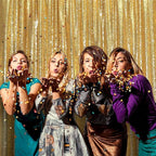 JYFLZQ Gold Sequin Backdrop Curtains 7ft x 7ft 1 Panel Glitter Photo Booth Backdrops Sparkly Photography Background Drapes for Parties Wedding Bridal Showers