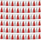 6P Red Silver Foil Fringe Metallic Tassel Streamers Banner Tassel Garland for Parade Floats, Bachelorette, Wedding, Birthday, Graduation, Christmas, Bridal/Baby Shower Party Decorations