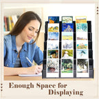 6 Tier Greeting Card Display Stand Black Bamboo and Acrylic Sticker Display Stand Trading Card Holder Retail Photos Shelf for Vendors Craft Collection & Show