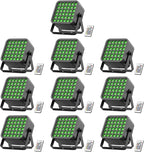 Rechargeable Par Can Lights, 72W RGB 5200mAh Uplights Battery Powered Stage Light, Wireless DJ Lights Sound Activated with Remote & DMX Control for Festivals, Weddings, Bars, Churches, DJ (10 Packs)