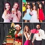 Picoway 4 Pack Foil Fringe Tinsel Backdrop Curtains, Birthday Engagement Bachelorette Party Decorations, Photo Booth Props Door Streamers Curtain (Black)