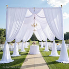 PartyVillage 60ft×15ft White Backdrop Curtain for Wedding Parties, 12 Panels Wrinkle Free 15 FT Long Polyester Photo Backdrop Drapes Back Drop Cloth for Birthday Photography Background