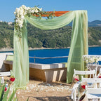 VOK Sage Green Wedding Arch Draping Fabric 29in x 18Ft 4 Panels Sheer Chiffon Curtain Drapes Extra Long for Outdoor Wedding Ceremony Birthday Party Decoration