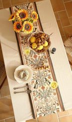Decorative Linen Small Table Runner 63 Inches Long,Floral Rustic Runner for Table Decor Tabletop Cheesecloth Table Runners for Kitchen,Dining,Party,Home,Christmas,12"*63"