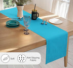 Ruvanti Linen Table Runner 108 Inches, Classic Hemstitch, Washable, Reusable, Non-Slipping, Stain Resistant- Perfect for Parties, Weddings, Dinners, Thanksgiving, Christmas, Indoor use – Blue