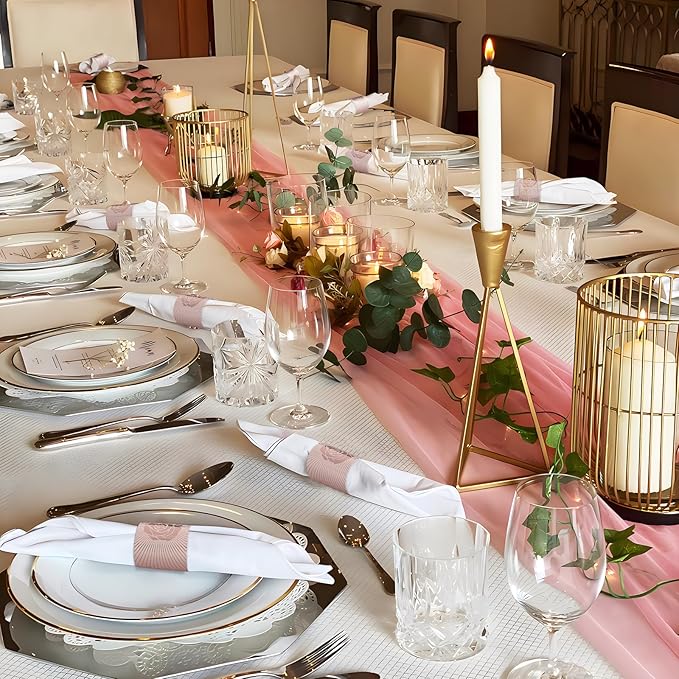 Polymer Material Reusable Napkin Band, Glue-Free Tear-Proof Water Resistant Oil-Proof Napkin Bands Set of 200(Front Rose Gold Color and Back Silver), 6 Adjustable Sizes Napkin Rings