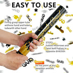 16 inch Graduation Confetti Poppers,Confettis Cannons Bulk with Diploma GRAD Star&Cap Design for Graduation Ceremony Party Favor Supply,Class Toss Ceremony,Class of 2025 Confetti (6Pack)