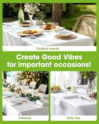Pureegg Plastic Table Cloth Disposable 10 Pack, 54 x 156 Inch Table Cloths, Party, Picnic, Wedding, Decorative Tablecloths, Rectangle, White Plastic Cover, Leakproof & Sturdy, White