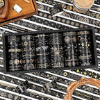 36 Rolls Glow-in-The-Dark Starry Washi Tape Set with Gold Foil Celestial Patterns - Writeable Decorative Tapes for Scrapbooking, Bible Journaling, Bullet Journals 0.6" x 79" per Roll