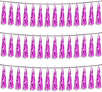 3P Fuchsia Foil Fringe Metallic Tassel Streamers Banner Tassel Garland for Parade Floats, Bachelorette, Wedding, Birthday, Halloween, Christmas, Bridal/Baby Shower Party Decorations