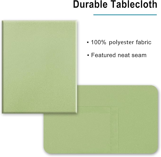 Hiasan Light Sage Square Tablecloth - Waterproof and Spillproof Restaurant Washable Polyester Table Cloth for Dining Room, 54 x 54 Inch