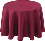 Biscaynebay Textured Fabric Christmas Round Tablecloths 70", Burgundy Water Resistant Folding Table Covers for Dining, Kitchen, Wedding, Parties Machine Washable