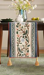 ISAENNE Designer Vintage Elegant Linen Extra Long Table Runner 118 Inches,Colorful Flower Pattern Soft Table Runners for Dining Tables,Thanksgiving,Kitchen Tables,Christmas,12"*118"-Naples C