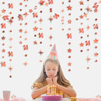 52Ft Rose Gold 14th Birthday Decorations Number 14 Circle Dot Star Garland Metallic Hanging Streamer Banner Backdrop for Girls Happy 14 Year Old Fabulous Birthday Fourteen Anniversary Party Supplies