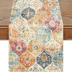 Snycler Table Runner Boho Table Runners Vintage Elegant Farmhouse Table Center Linen Decor for Home Dining Party Entrance (13x48 Inch) Boho-Yellow