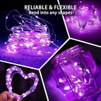 100 Pack Purple Fairy Lights 7Ft 20 LED Twinkle String Lights 3 Modes Battery Operated Waterproof Firefly Starry for Mason Jar Party Wedding Christmas Valentines Day Table Centerpieces