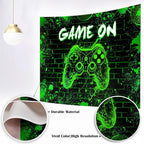 Mocsicka Game On Backdrop Video Game for Boys Level Up Birthday Party Decoration Game Night Arcade Neon Glow Gamer Banner Photography Background (Green, 8x6ft(96"x72"))