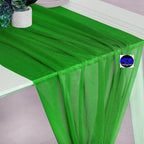 MDS Halloween Chiffon Table Runner - 15 Pack, 29 x 170 Inches, 14ft Each - Sheer Spooky Table Runners for Haunted House Parties, Trick-or-Treat Tables, Witchy Décor, Wedding & Events - Green