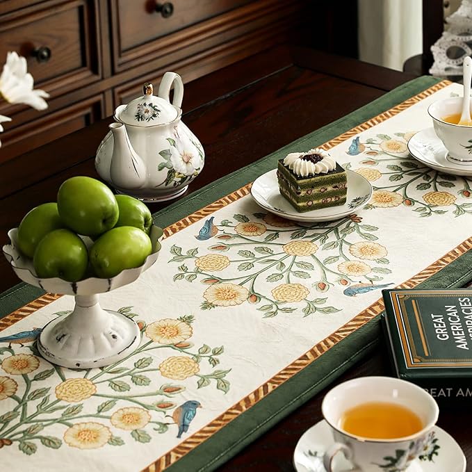patdrea Velvet French Table Runner Farmhouse for Home Kitchen Dining Decor Parties Family Dinners Wedding 12"*102"