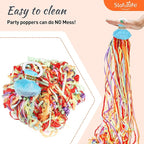 No Mess Streamers 50pack, Colorful Confetti Poppers,Hand Throw Party Poppers No Mess for Birthday, Graduation, Wedding Send Off, Engagement Party Favors（Colorful 50Pack）