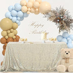 OQSQ Champagne Sequin Tablecloth 50x80 inch, Glitter Drape Table Cloth, Sparkle Sequence Table Overlays for Thanksgiving Day Wedding Birthday Party Baby Bridal Shower