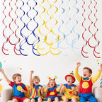 36 Pcs Red Blue Yellow Hanging Swirl Decorations Colorful Felt Swirl Streamer Spiral Ceiling Decorations Garland for Carnival Circus Clown Fiesta Festival Birthday Baby Shower Wedding Party Supplies