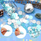 MARFOREVER Winter Baby Shower Table Confetti, 200 Pcs Glitter Blue Silver Snowflake Table Decorations Winter Gender Reveal Party Confetti Sprinkle for Winter Birthday Party Baby Shower Decorations