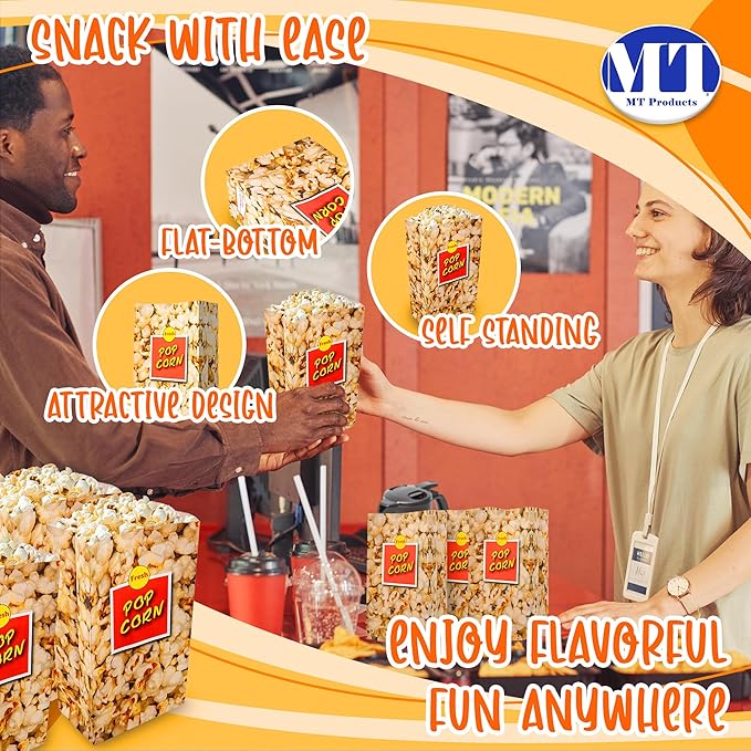 MT Products Popcorn Bags 4 oz. - Large Individual Popcorn Holder - Pack of 50