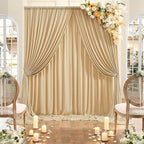 40ft x 10ft Wrinkle Free Beige Backdrop Curtain for Wedding Parties, Thick Polyester Photo Backdrop Drapes for Baby Shower Engagement Birthday Party Backdrop Stand,5ft x 10ft 8 Panels