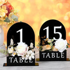 Table Number 1-15 for Wedding Reception Arch Acrylic Wedding Table Number with Flower Trough 5" x 7" Mirrored Rustic Centerpiece for Reception Bridal Shower Party Catering Banquet(Black)