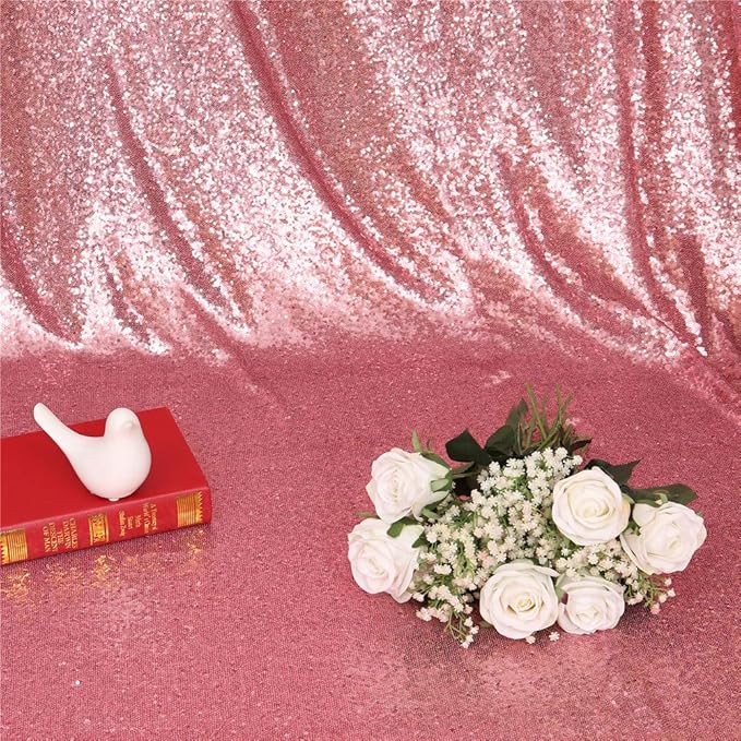 Eternal Beauty Fuchsia Pink Sequin Backdrop, 5x7 Ft Glitter Background Curtains for Shimmer Photography Party Wedding Birthday Back Drop Decor