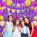 6 Pack Purple Foil Fringe Curtains Backdrop, 3.28 x 8.2 Ft Metallic Streamers Tinsel Curtains Background for Photo Booth, Birthday, Weddings, Carnivals, Graduation, Themed Party Decorations