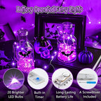 Minetom 6 Pack Purple Fairy Lights Battery Operated with Timer - 7ft 20 LED Waterproof Short Micro Firefly Lights for Halloween Decor, Pumpkin DIY Craft, Paper Lantern Decoration