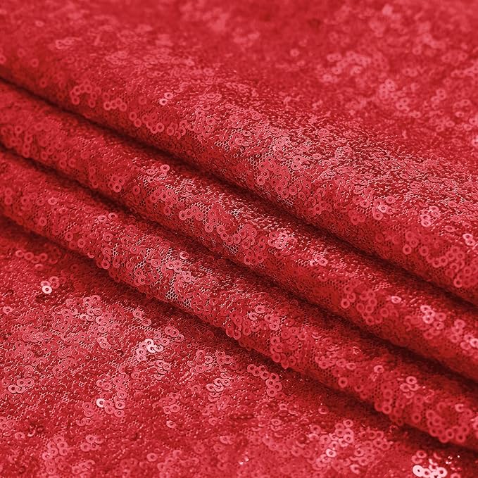 Sugargirl Red Sequin Backdrop Curtain 2 Panels 2FTx8FT Glitter Red Background Drapes Sparkle Photography Backdrop for Party Wedding Birthday Wall Decoration