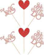24 PCS We Still Do Cupcake Toppers Glitter Love Heart Bridal Shower Cupcake Picks for Wedding Engagement Bridal Shower Theme Party Cake Decorations Supplies Rose Gold