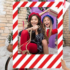 32 x 24 Inch Large Blank DIY Photo Booth Props Picture Frame Party Frame DIY Photo Booth Props Selfie for Halloween Christmas Birthday, Holiday Party (Stripe,Christmas)