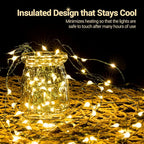 MASHANG Christmas Lights Battery String Lights 33FT 100 Micro LEDs Starry Lights Fairy Lights Firefly Lights with Dark Green Copper Wire for Christmas Tree, Wreath, DIY, Wedding, Holiday(Warm White)