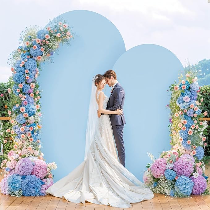 6.6FT Blue Arch Backdrop Cover - Polyester Fitted Wedding Arch Stand Covers Round Top Chiara Arch Backdrop Cover for Birthday Party Banquet Photo Background Decoration
