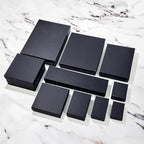 TheDisplayGuys - 25-Pack #53 Kraft Paper Cardboard Gift Boxes/Jewelry Cases w. Cotton Padding & Lid - Matte Black - (5.4" x 3.9" x 1.0")