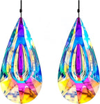 2 Pack Hanging Droplet Shape Chandelier Crystal Prisms（4.6‘’*2.1‘’） - Suncatcher Pendants for Windows, Chandelier Parts, Rainbow Maker - Create Colorful Light Reflections for Home, Garden, Christmas