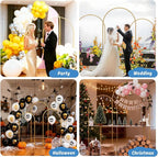 Heavy Duty Metal Arch Backdrop Stand, 7.2FT, 6.6FT, 6FT Set of 3 Gold Arch Stand with Ground Stakes and Water Bags, Balloon Arch Stand for Wedding Party Baby Shower Photo Flower Arch Decration