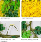 36 Pack Wisteria Hanging Artificial Flowers Fake Flowers Ratta Hanging Garland Silk Flowers String for Home Garden Party Wedding Backdrop Arch Decor (Yellow)