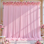 Baby Pink Tulle Backdrop Curtain for Wedding Parties,10ft x 10ft Wrinkle Free Curtain Backdrop,2 Layer Drapes for Backdrop,Polyester Back Drop for Bridal Shower Birthday Baby Shower Photography