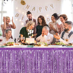 3 Pack 29 x108 Inch Light Purple Foil Fringe Table Skirts Metallic Banner for Tinsel Streamer Garland Backdrop for Parade Floats Wedding Thanksgiving Birthday Christmas New Year Party Decoration